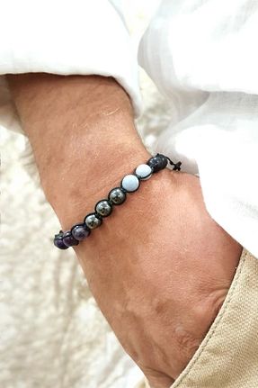دستبند جواهر نارنجی مردانه سنگ طبیعی NBS Beautiful Naturel Stones - کد 859734800
