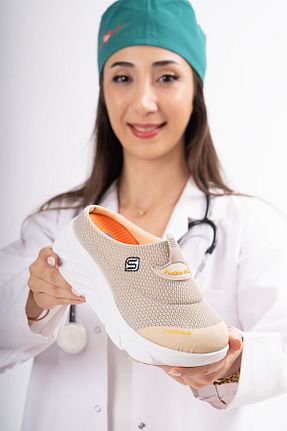 دمپائی اسپرت بژ زنانه پارچه ای sandal spor - کد 851796116