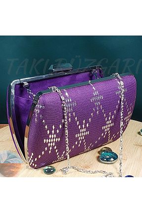 کیف مجلسی بنفش زنانه پارچه ای TAKI RÜZGARI - کد 859818854