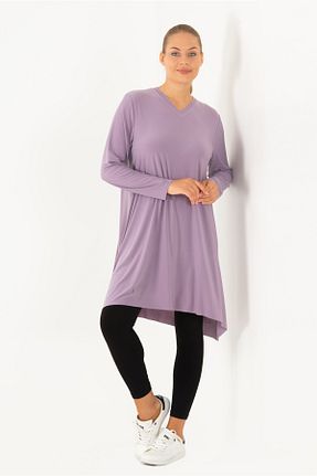 تونیک سایز بزرگ بنفش زنانه بافتنی Flowist - کد 129620631