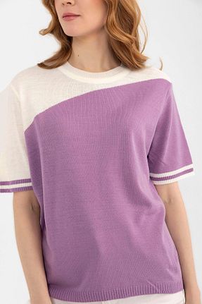تیشرت بنفش زنانه یقه دوچرخه GND - کد 806103077