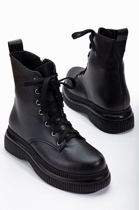 بوت / نیم بوت مشکی زنانه چرم مصنوعی Tonny Black - کد 859995309