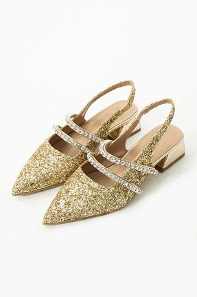 کفش پاشنه بلند کلاسیک طلائی زنانه چرم مصنوعی DUXAL SHOES - کد 860024763