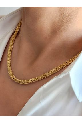 گردنبند استیل ( فولاد ) طلائی زنانه استیل (فولاد) Eva Takı - کد 645913843