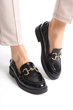 کفش لوفر مشکی زنانه چرم خالص ERNİLA - کد 859913776