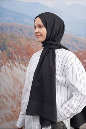 روسری مشکی پنبه ای Kamelya - کد 860075245