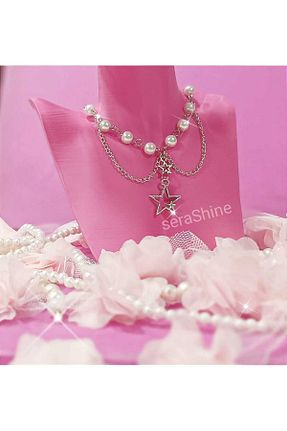 گردنبند جواهر بژ زنانه برنجی Serashine - کد 857739414