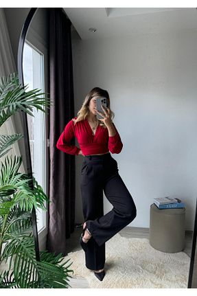 شلوار پارچه ای مشکی زنانه بلند dossy dossy - کد 859920334