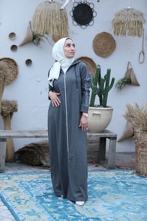 مانتو بلند طوسی زنانه پلی استر Genel Markalar - کد 860040871