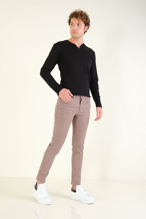 شلوار جین قهوه ای مردانه پاچه تنگ Giyim Dünyası - کد 857359053