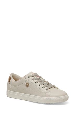 کفش اسنیکر بژ زنانه بند دار U.S. Polo Assn. - کد 860190190