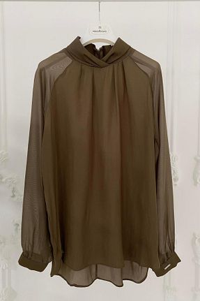 بلوز خاکی زنانه ساده Nazen Giyim - کد 824320558