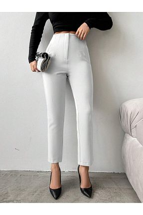 شلوار پارچه ای سفید زنانه فاق بلند Fovere - کد 835672369