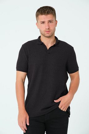 پولوشرت مشکی مردانه پنبه پلی استر Polo State - کد 841459124