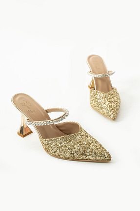 کفش پاشنه بلند کلاسیک طلائی زنانه چرم مصنوعی DUXAL SHOES - کد 860029321