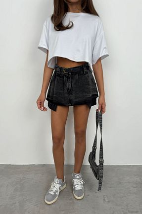 دامن مشکی زنانه جین Black Fashion - کد 831478987