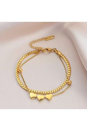 دستبند استیل (فولاد) طلائی زنانه استیل (فولاد) SONES - کد 848132733
