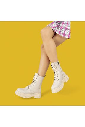 بوت / نیم بوت بژ زنانه چرم مصنوعی POLENS - کد 859939377