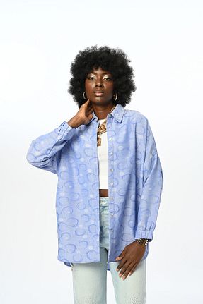 پیراهن آبی زنانه اورسایز Orfeo Negro - کد 778428122