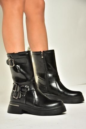 بوت / نیم بوت مشکی زنانه چرم مصنوعی Fox Shoes - کد 856337725