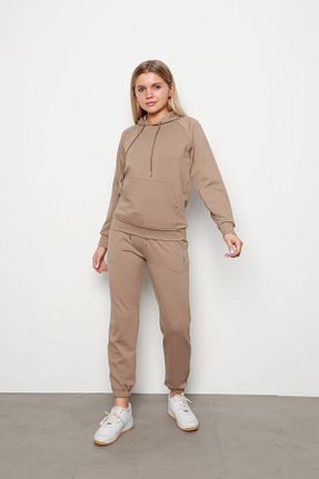ست بالاتنه و پائین تنه قهوه ای زنانه بافتنی İKLİM LİFE - کد 860208779