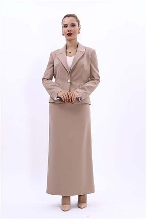 کت و شلوار طوسی زنانه یقه کتی ÖNDER ÖZSOY - کد 859881136