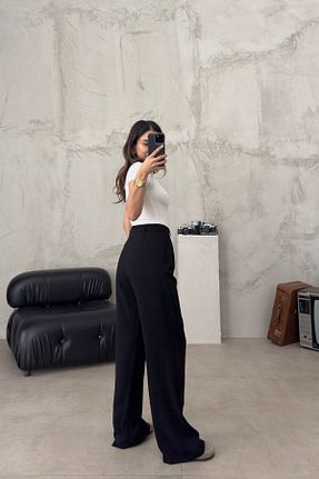 شلوار پارچه ای مشکی زنانه بلند maestrowomen - کد 860000653