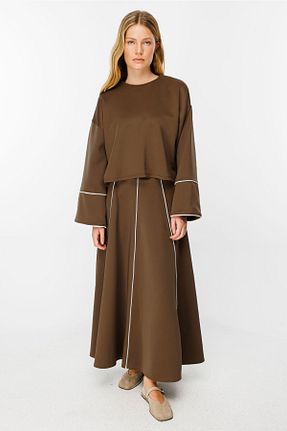 ست بالاتنه و پائین تنه قهوه ای زنانه بافتنی Hooopstore - کد 859890415
