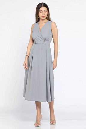 لباس طوسی زنانه بافتنی GÜLSELİ - کد 860017811