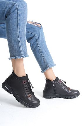 بوت / نیم بوت مشکی زنانه چرم خالص YADE MODA - کد 860067117