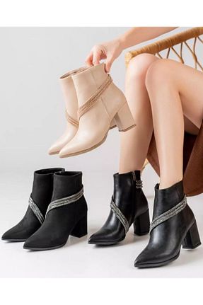 بوت / نیم بوت مشکی زنانه چرم مصنوعی MyLina Shoes - کد 860068605