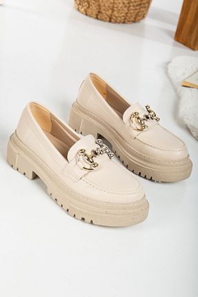 کفش لوفر بژ زنانه چرم مصنوعی STORE41 - کد 859906021