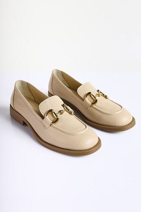 کفش لوفر بژ زنانه چرم خالص SU SHOE BOUTIQUE - کد 859919790