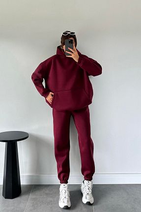 ست گرمکن زرشکی زنانه پنبه پلی استر YAKAMEL - کد 859980482