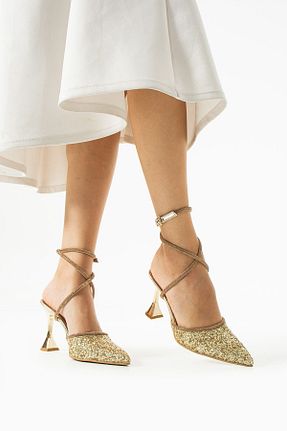 کفش پاشنه بلند کلاسیک طلائی زنانه چرم مصنوعی DUXAL SHOES - کد 860034506