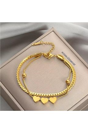 دستبند استیل (فولاد) طلائی زنانه استیل (فولاد) SONES - کد 848132733