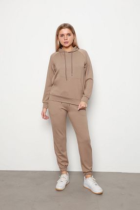 ست بالاتنه و پائین تنه قهوه ای زنانه بافتنی İKLİM LİFE - کد 860208779