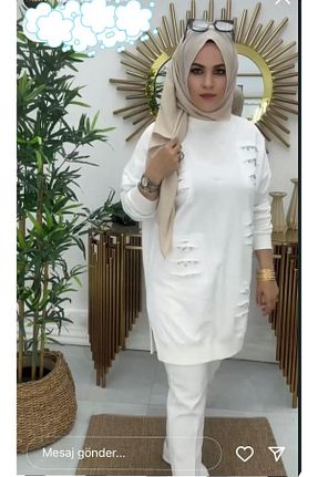 تونیک سفید زنانه بافتنی Puane - کد 855032492