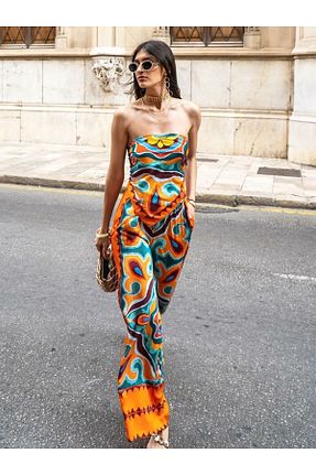 ست بالاتنه و پائین تنه نارنجی زنانه بافتنی FASHION COCKTAIL - کد 860203093