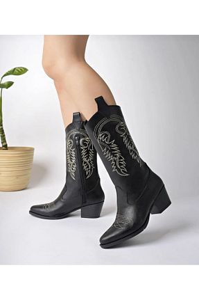 چکمه مشکی زنانه چرم مصنوعی Glam Step Shoess - کد 860268217