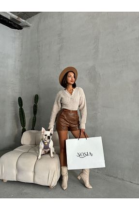 پلیور طوسی زنانه هندسی nosia fashion - کد 860437966