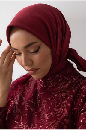 روسری زرشکی پلی استر Silk Home - کد 860216403