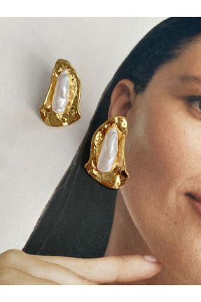 گوشواره استیل (فولاد) طلائی زنانه استیل ضد زنگ Pinery Jewels - کد 860253674