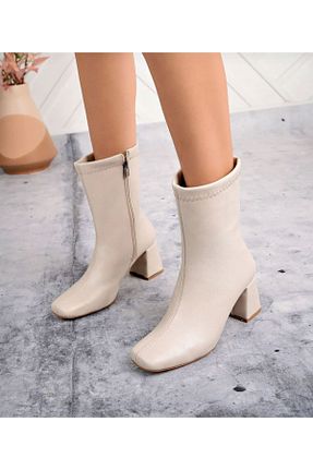 بوت / نیم بوت بژ زنانه چرم مصنوعی Glam Step Shoess - کد 860275973