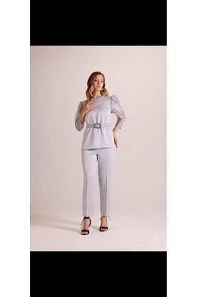 ست بالاتنه و پائین تنه طوسی زنانه بافتنی BALA COUTURE - کد 860305557