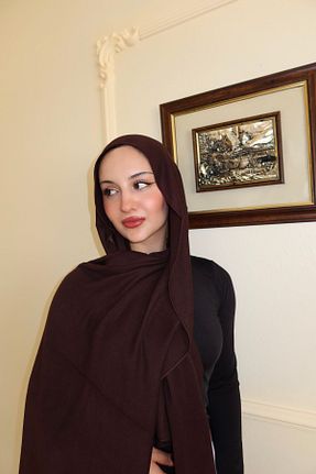 شال قهوه ای زنانه پنبه ای FASHION - کد 860413492