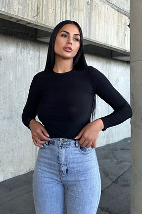 بلوز مشکی زنانه ساده YABA - کد 860469917