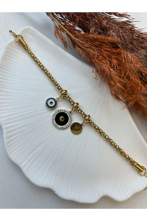 دستبند استیل (فولاد) طلائی زنانه استیل (فولاد) şenzetakı - کد 860215380