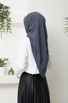 روسری طوسی کرپ ساتن ابریشم Golden Rose - کد 860235573