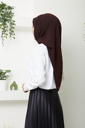 روسری قهوه ای کرپ ساتن ابریشم Golden Rose - کد 860235602